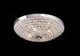 Ava Polished Chrome Crystal Ceiling Lights Diyas Flush Crystal Fittings